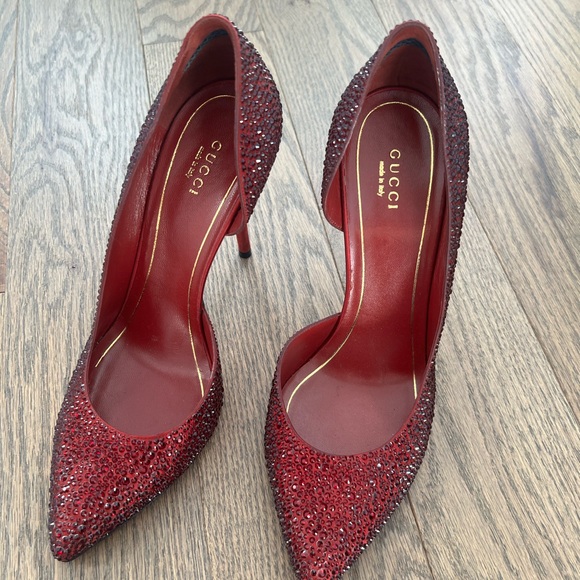 Gucci Shoes - Gucci Red Crystal-Embellished Women's Heels